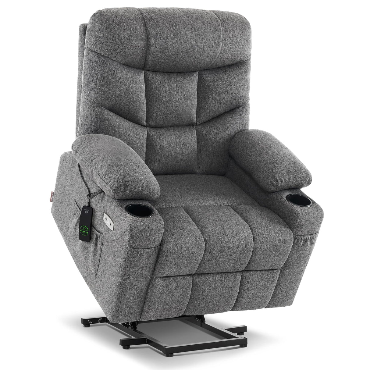 MCombo Power Lift Recliner Chair with Extended Footrest for Elderly People, Fabric 7287 (Dark Gray, Medium-Regular) MCombo