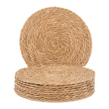 GENMOUS Woven Placemats Set of 10,12" Round Placemats Natural Water Hyacinth Boho Placemats,Farmhouse Rattan Chargers for Dinner Plates,Rustic Braided Wicker Table Mats for Dining Table,Home,Wedding GENMOUS & CO.