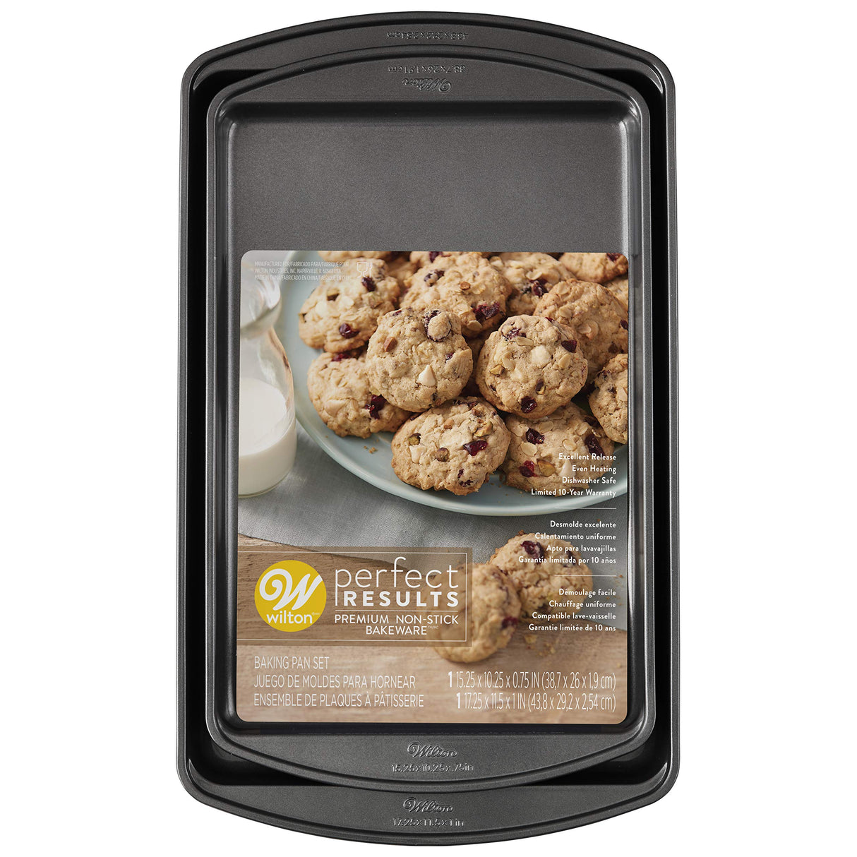 Wilton Perfect Results Premium Non-Stick Bakeware Cookie Baking Sheets Set, 2-Piece, Steel Wilton
