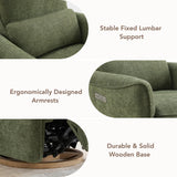 CHITA Power Nursery Rocking Chair, Swivel Glider Recliner Chair with Solid Wood Base, Bulit-in USB & Type-C Charging Ports for Living Room, FSC Certified, Moss Green CHITA