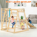 Jungle Gym, Toddler Climbing Toys, Indoor Playground Climbing Toys for Toddlers, Montessori Style Playground Sets for Backyards with Slide, Climbing Wall, Rope Wall Climber, Monkey Bars, Swing Wofafa