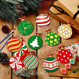 Cinnvoice 60 Pcs Wood Christmas Crafts for Adults DIY Paint Xmas Ornaments Blank Unfinished Wooden Cutouts Shapes Slices Hanging Embellishment for Christmas Tree Holiday Party Decor(Ball) Cinnvoice