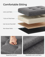 SONGMICS Mazie Collection - Small Folding Storage Ottoman, Foot Rest Stool, 12.2 x 16.1 x 12.2 Inches, 286 lb Load Capacity, for Living Room, Bedroom, Home Office, Dorm, Dark Gray ULSF102G01 SONGMICS