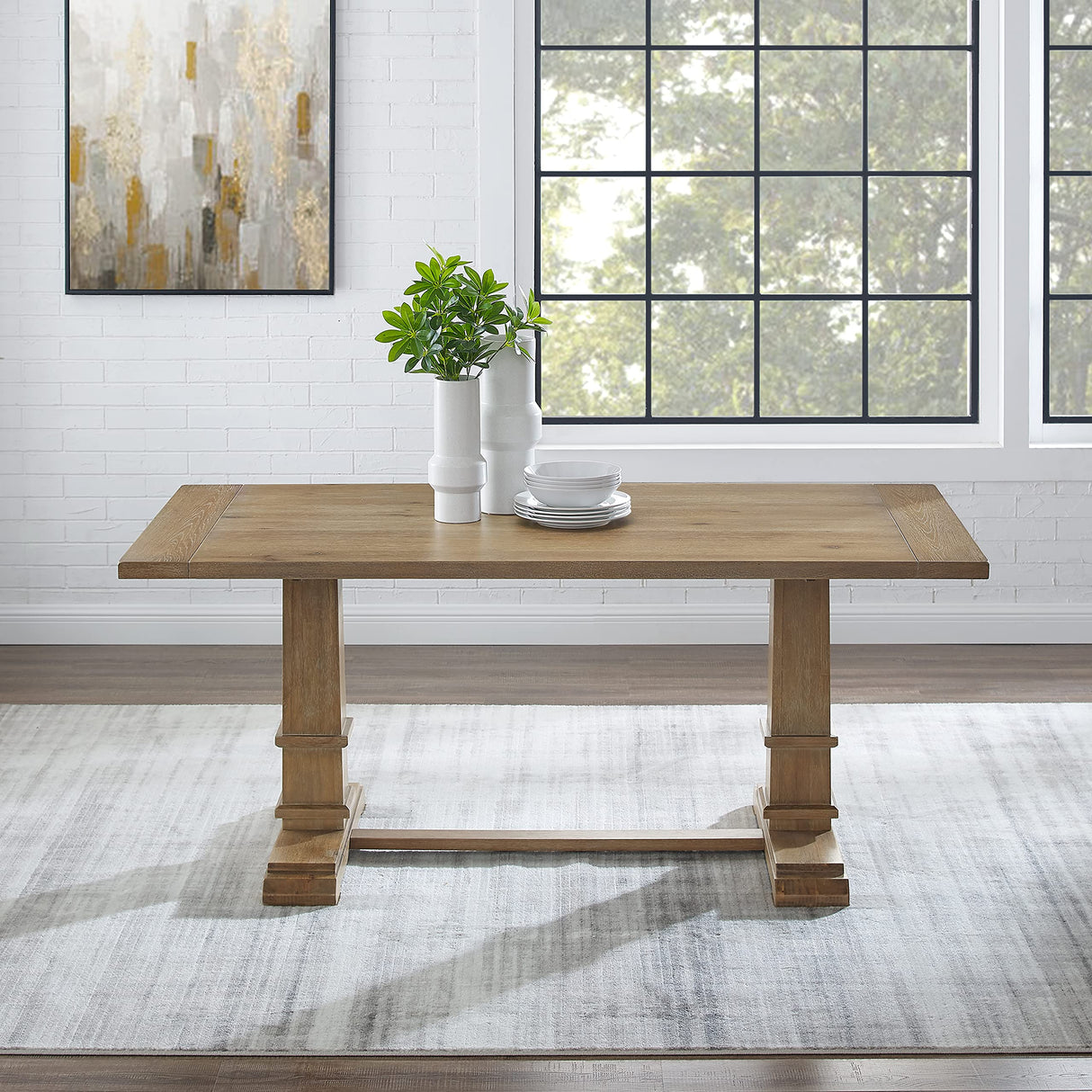 Crosley Furniture Joanna Modern Farmhouse Wood Dining Table, Rustic Brown Crosley Furniture