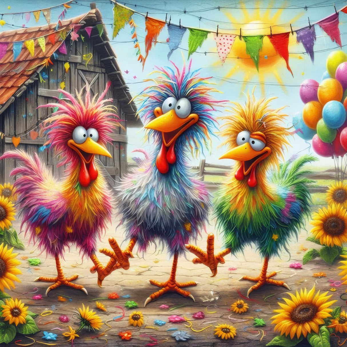 Zythron Chicken Diamond Art Kits for Adults,Three Chickens Diamond Painting, 5D Full Drill Cartoon Diamond Art Gem Art Kit for Adults Wall Home Decor Arts Craft 12x12 inch Zythron