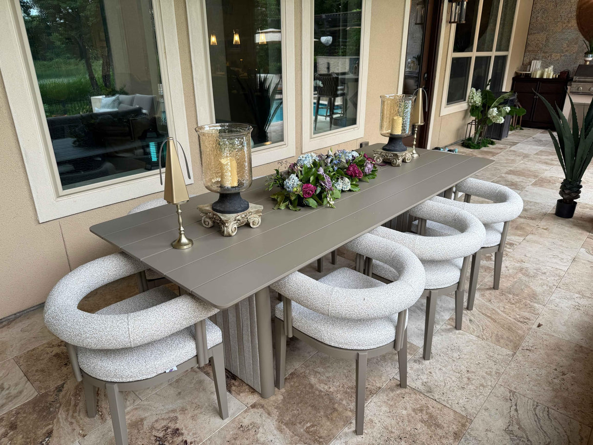 PURPLE LEAF Patio Dining Set 9 Pieces Luxury Modern Conversation Set Aluminum Large Rectangle Dining Table and Chairs with Olefin Cushion Outdoor Furniture Set for Garden Porch Deck Backyard PURPLE LEAF