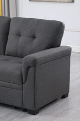 OMMGG 84'' L-Shape Convertible Sleeper Sectional Sofa, Linen Upholstered Reversible Corner 3 Person Couch with Storage Chaise and Pull-Out Bed, for Living Room, Apartment OMMGG