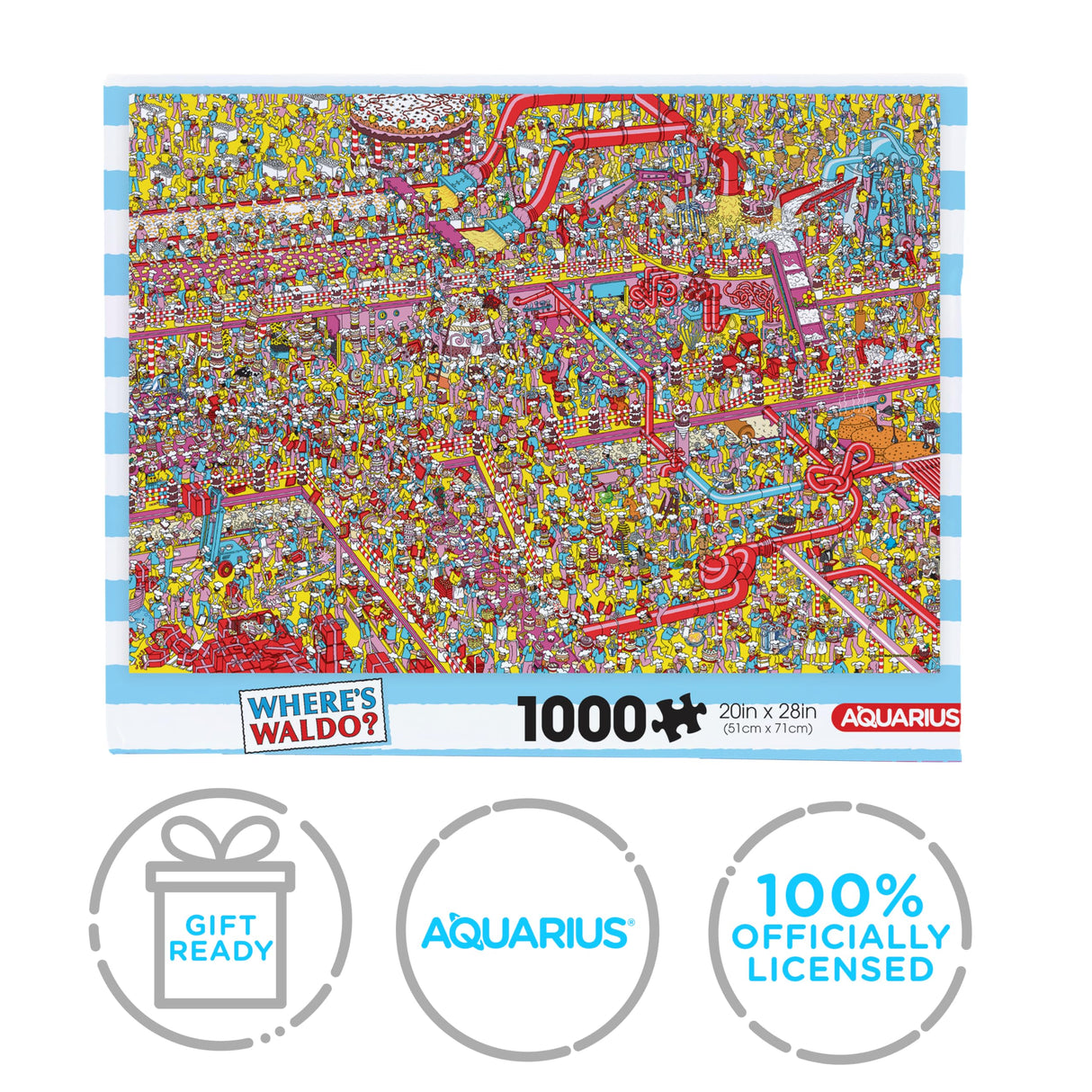 AQUARIUS Where’s Waldo? Cake Factory 1000pc Puzzle (1000 Piece Jigsaw Puzzle) - Glare Free - Precision Fit - Officially Licensed Where's Waldo Merchandise & Collectibles -22x28 Inches AQUARIUS