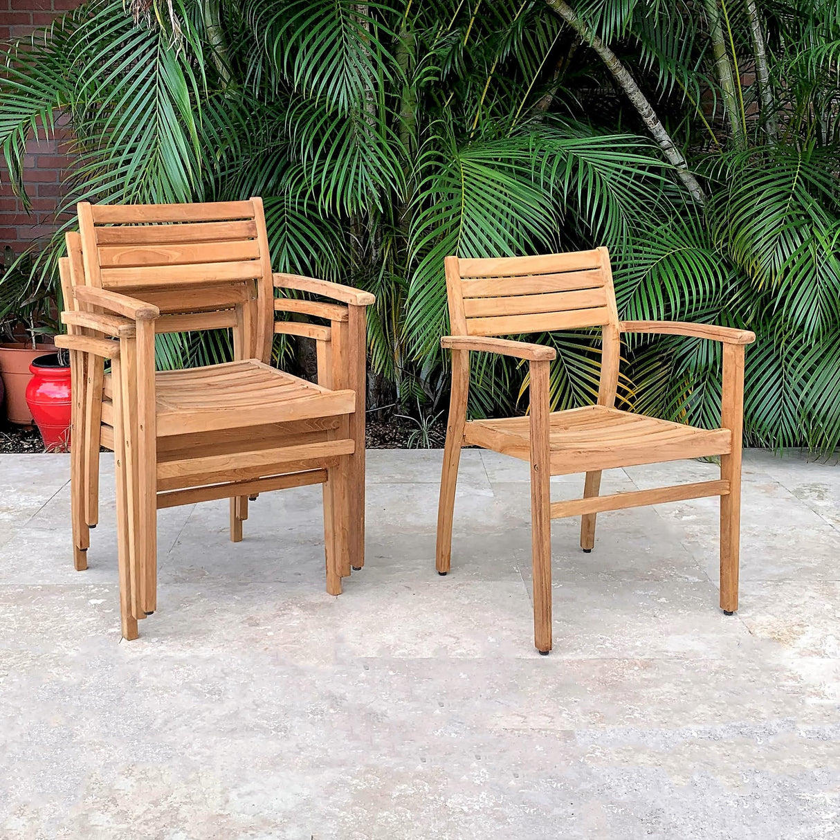 Amazonia Fairview 9 Piece Teak Double Extendable Oval Dining Set Amazonia