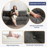 MAXYOYO 3 Seater Couch for Living Room, Boneless Couch with Tufted Cushion & Backrest, Upholstered Floor Sofa, Sofa in A Box, Dark Grey MAXYOYO
