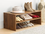 Whitmor Wood Stackable 2-Shelf Shoe Rack, Walnut, 31 inches Whitmor