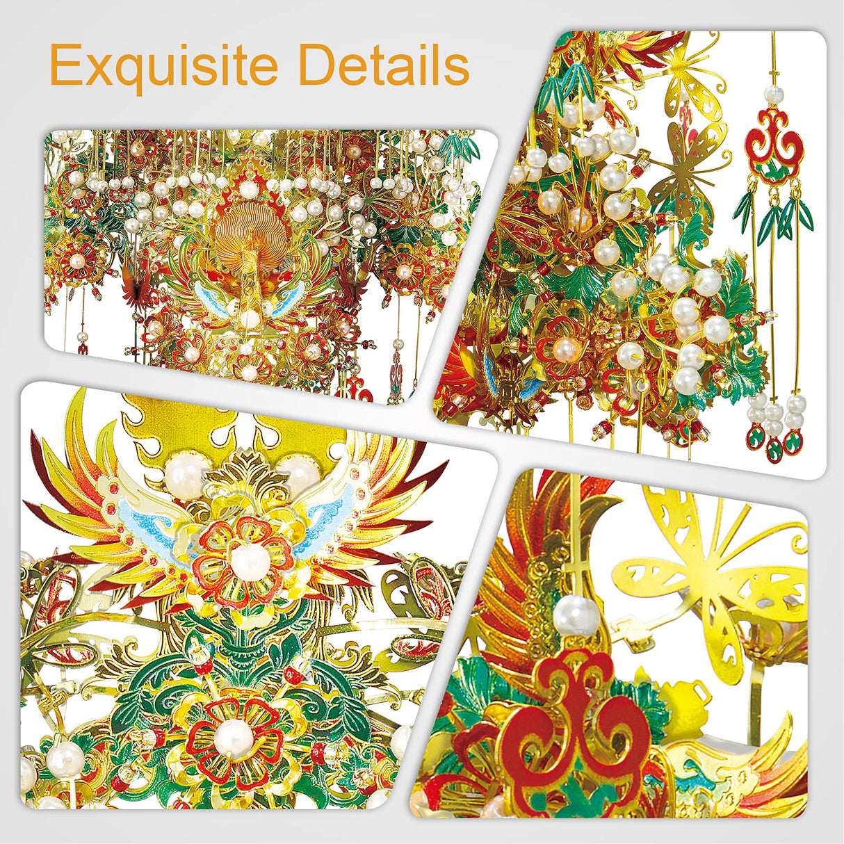 Piececool 3D Metal Asian Puzzles Model Kits- Garuda Coronet Metal Building Kit for Adults, Brain Teaser Puzzle DIY Handcraft Model Kits, Fidget Toys Gifts for Teens Man Woman Family- 522 Pcs Piececool