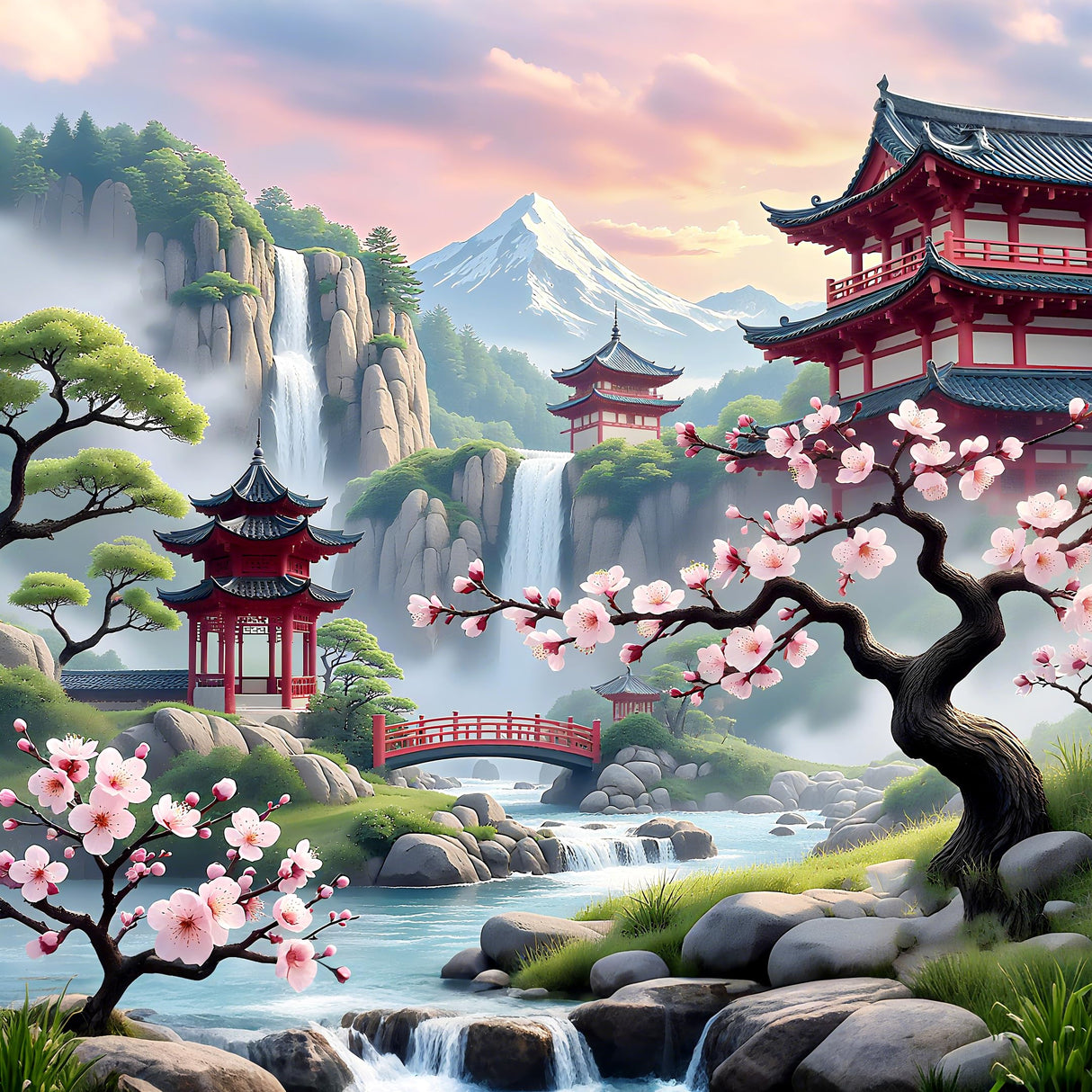 Apostle Plum Blossom Diamond Art Kits for Adults, 5D Diamond Painting Kits for Beginners, DIY Full Drill Round Rhinestone Gem Art Crafts Paintings for Home Wall Decor Gifts 13.8x13.8 inch Apostle