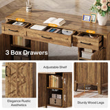 Tribesigns Farmhouse Executive Desk, 59-Inch Executive Computer Desk with File Drawers and Storage Cabinets, Rustic Writing and Study Desks for Home Office Tribesigns