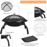 Yaheetech 21inch Fire Pit Portable Folding Steel Fire Bowl Garden Treasures Fire Pit for Outside Fireplace with Carrying Bag, Spark Screen, BBQ Grill & Log Grate for Patio Backyard Camping Bonfire Yaheetech