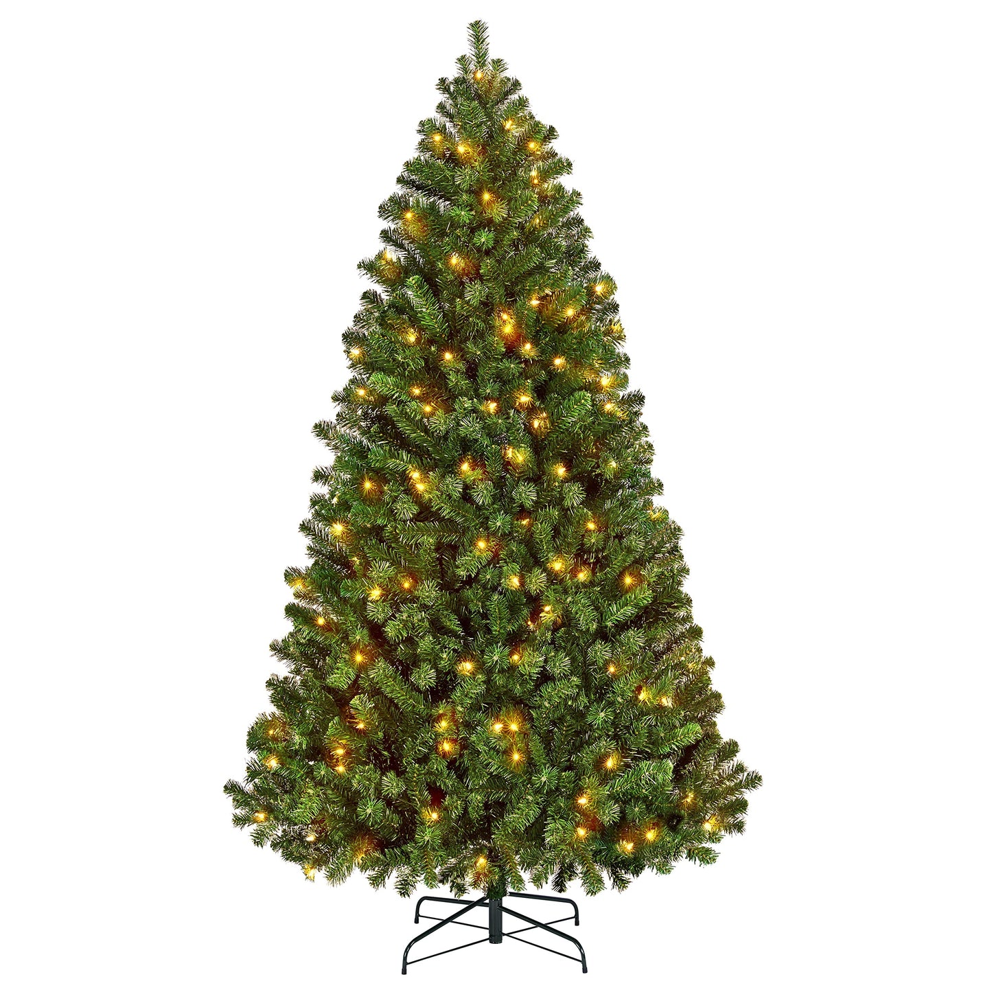 Yaheetech 6Ft Pre-lit Spruce Artificial Hinged Christmas Pine Tree Prelighted Holiday Xmas Tree for Home Party Decoration with 300 Warm White Lights and 818 Branch Tips, Green