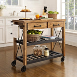 Crosley Furniture Roots Rack Industrial Rolling Kitchen Cart, Natural Crosley Furniture