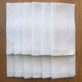 White Linen Hem Stitch Dinner Napkins - Set of 12 20"x20"-Ladder Hem Stitch 100% Linen Cloth Napkins-Super Value Bulk 12 Pack Minhcraft