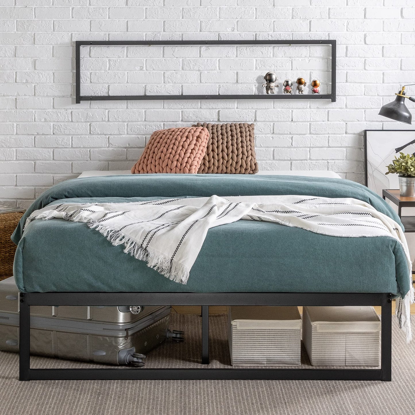 ZINUS Abel Modern Metal Platform Bed Frame with Steel Slat Support - No Box Spring Required, Easy Assembly, Queen - WoodArtSupply