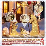 MUPATER Lighted Outdoor Christmas Decoration Nativity Scene, Lighted Christmas Yard Decor Set for Lawn and Home Holiday Party with Lights, Zip Ties and Ground Stakes, Gold MUPATER