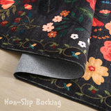 Rugcomf Living Room Rug 5x7 Rug Machine Washable Boho Area Rug Non Slip Floral Vintage Low Pile Large Rugs for Living Room, Bedroom, Farmhouse, Dining Room, Kids Playroom(Black) Rugcomf