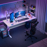 VVENACE 63 x 28 inch Electric Standing Desk Adjustable Height 4 Memory Preset, 4 Wheels, 2 Headphone Hook, Home Office Desk, Stand Up Desk Sit Stand Desk, Splice Board White VVENACE