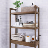 Bamboo Over-The-Toilet Organizer Rack with 3 Adjustable Shelves - SMIBUY Space Saver in Walnut SMIBUY