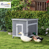 PawHut Duck Coop, Wooden Rabbit Hutch with Openable Roof, Removable Floor, Double Doors, Ramp, Weatherproof Pet House, Small Animal Outdoor Shelter for 2-4 Chickens, Geese, 25" x 32" x 30" PawHut
