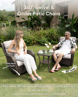 HUMMUH 8 Pieces Outdoor Patio Furniture Set with Fire Pit,L-Shaped Modular Sectional Couches with Swivel Patio Chairs,Wicker Conversation Set for Deck,Backyard,Porch,Garden HUMMUH