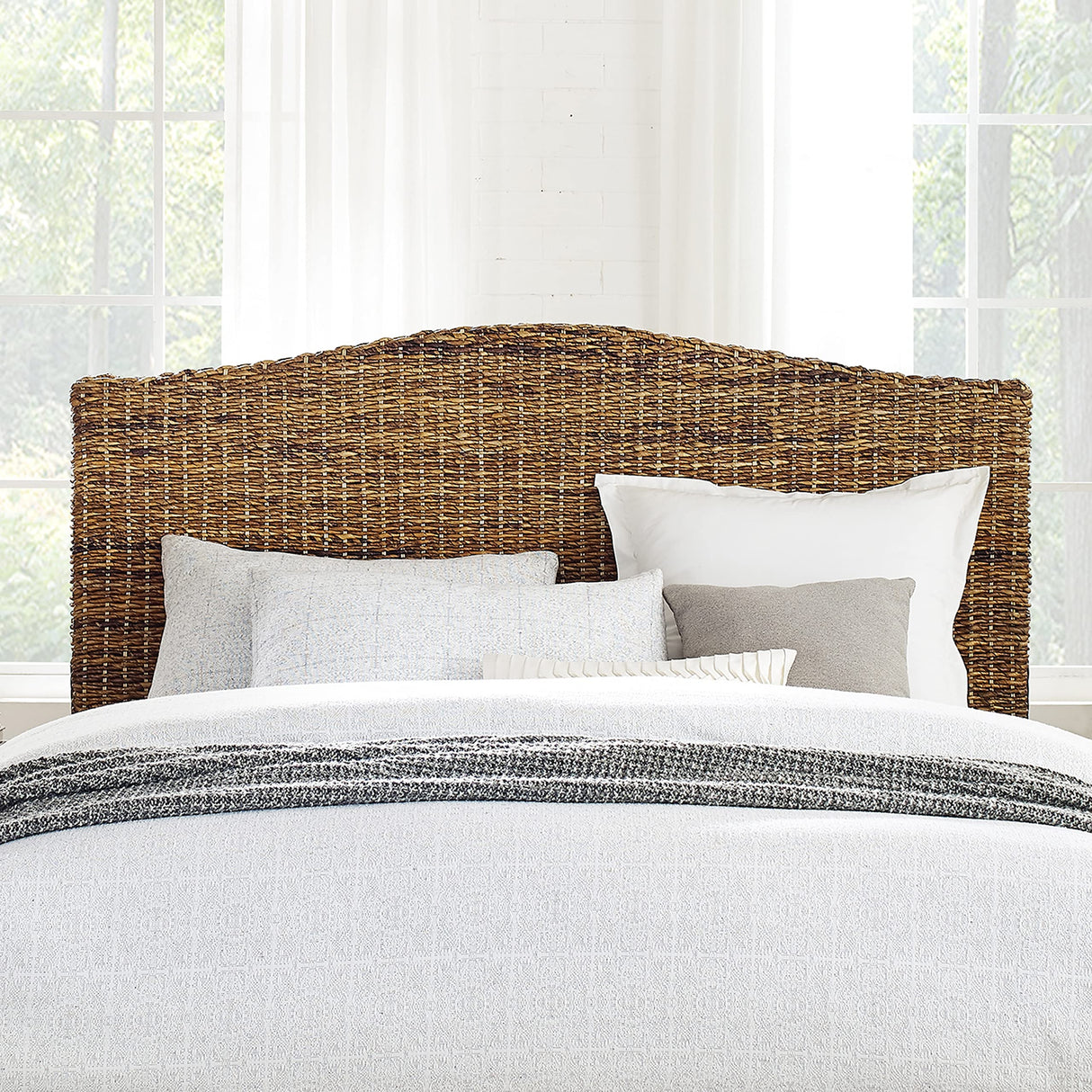 Crosley Furniture Serena Handwoven Natural Fiber Rattan Bed Headboard, Banana Leaf, King Crosley Furniture