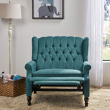 Christopher Knight Home Salome Push Back Recliner, Teal, Dark Brown 33.25D x 37.75W x 42.5H in GDFStudio