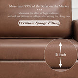 Esright 79 Inch Sofa Couch for Living Room, Small Couches, Faux Leather Loveseat, Mid Century Modern Sofas, Brown Comfy Love Seat for Bedroom, Apartment, Lounge, Office Esright