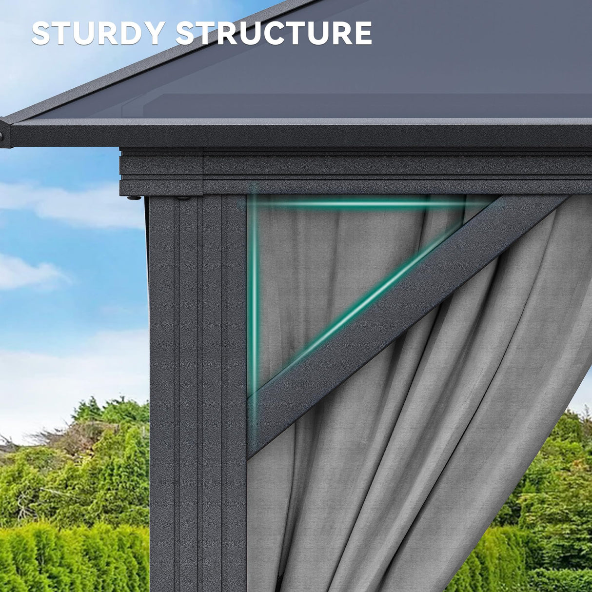 YITAHOME 10X12FT Hardtop Polycarbonate Gazebo Outdoor Patio Double Top Canopy Galvanized Iron Aluminum Column Garden Tent Curtains Netting for Backyards Decks Lawns,Gray YITAHOME