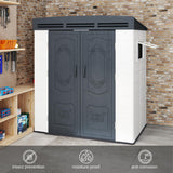 Patio Kingdom 6x4FT HDPE Resin Outdoor Storage Shed with Sloped Roof, Injection Molded Plastic Lean to Garden Tool Shed, All Weather Resistant, Lockable Double Doors & Ventilation for Backyard Patio Patio Kingdom