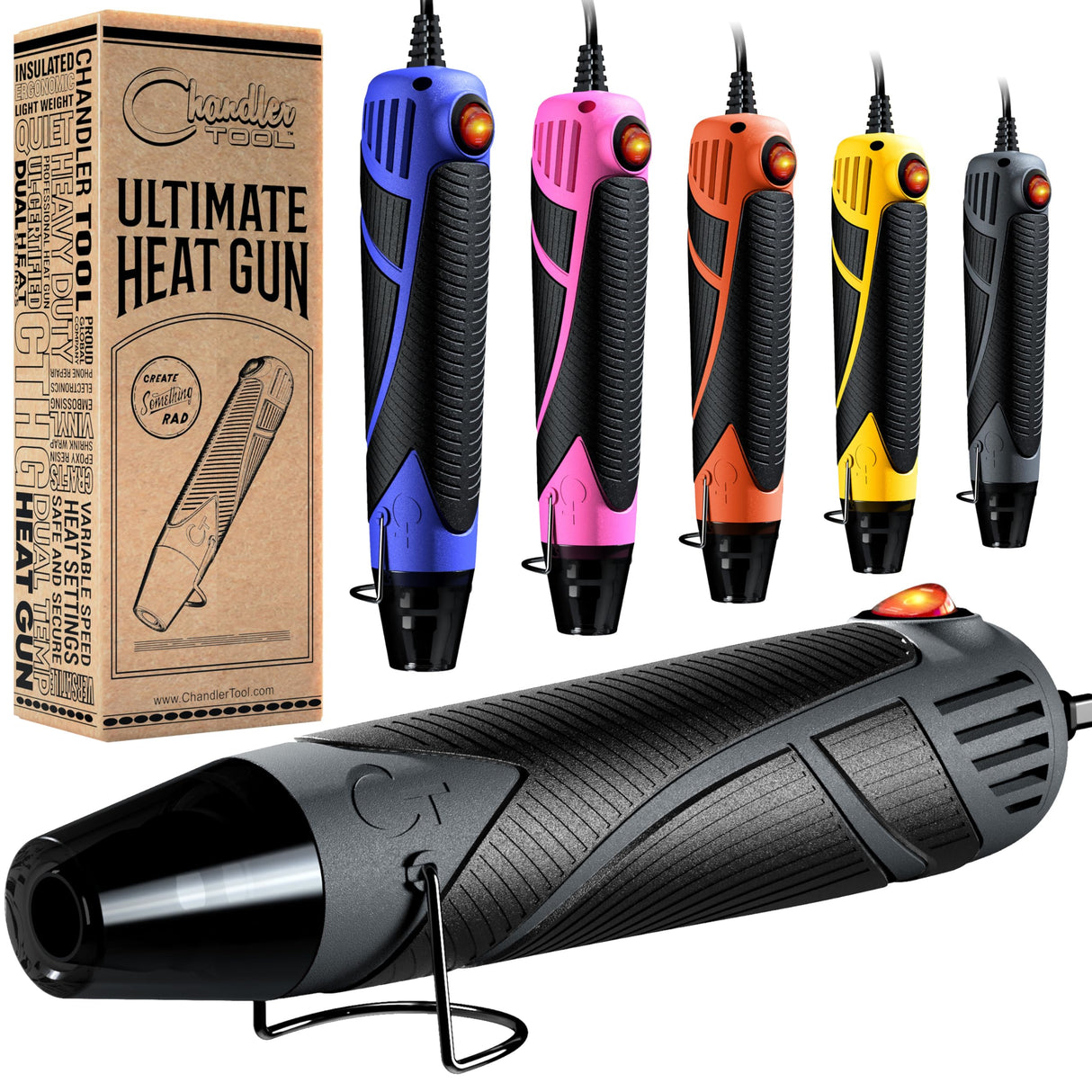 Heat Gun for Crafting, Mini Dual Temp Hot Air Gun Tool for Epoxy Resin, Shrink Wrapping, Vinyl Wrap, Embossing, Electronics, Candle Making, Sublimation, Phone Repair & DIY (Grey/Black) Chandler Tool