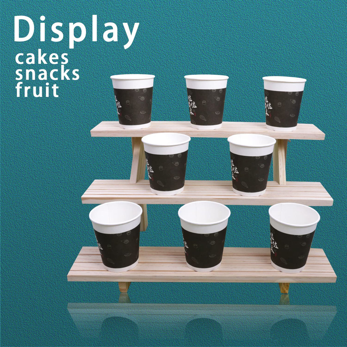 Auroal 3 Tier Earring Display Stands For Selling, Retail Display Riser Earring, Ring Holder Stand, Removable Countertop Small Merchandise Display Stand, for Figures,Cupcake, Photo (Wood color) Auroal