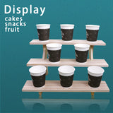 Auroal 3 Tier Earring Display Stands For Selling, Retail Display Riser Earring, Ring Holder Stand, Removable Countertop Small Merchandise Display Stand, for Figures,Cupcake, Photo (Wood color) Auroal