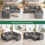 HONBAY Sectional Sleeper Sofa with Pull Out Bed, L Shaped Couch with Storage Seat, Modular Sectional Couches for Living Room, Dark Grey HONBAY