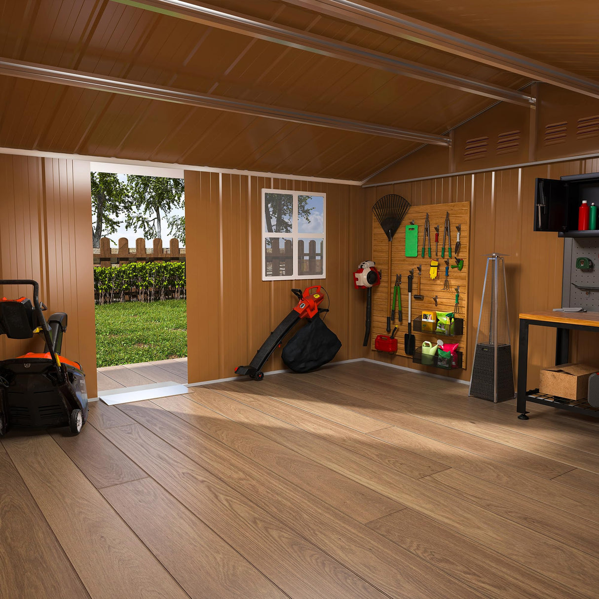 KEIKI 12FT x 10FT Heavy-Duty Metal Storage Shed, Outdoor Storage Shed with Floor & Window, Weatherproof Outdoor Garden Shed for Garden, Backyard, Patio, Lawn KEIKI