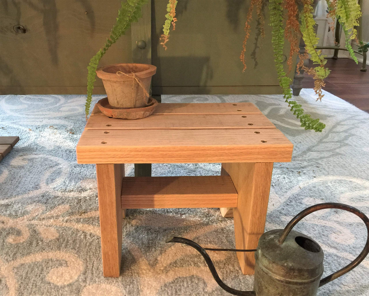 Classic Amish Reclaimed Wood Stool. Natural, Rustic, Solid. Versatile Home Decor Piece. Handmade in USA. Step/Sitting/Footstool/Plant Stand. 12 x 8.5 x 8 Authentic Amish
