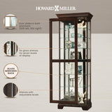 Howard Miller Martindale II Curio Cabinet II - Locking Slide Door, Metal Shelf Clips with Illuminated Espresso Finish Cabinets for Collectibles, Trophies, Home Decor, Living Room Or Dining Area Howard Miller