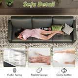 STHOUYN 73” Black Faux Leather Sofa Couch, Modern Comfy Office 3 Seater Couch Loveseat with USB and Tufted Armrest, Small Love Seat Couches for Living Room, Bedroom, Apartment STHOUYN