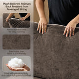 VINGLI 84" Oversized Comfy Two Seat Love Seat, 37" Extra Deep Seat Piping Design Loveseat Couch with Two Pillows, Linen Fabric Modern Small Sofa for Small Living Room, Bedroom, Brown VINGLI