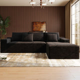 Boneless Modular Sectional Sofa, Cloud Couch with Right Facing Chaise, Oversized Deep Seat, L-Shaped, Soft Corduroy Fabric, Sectional Couch for Living Room -Black NMXUXMN