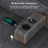 Yolsali Loveseat Recliner Sofa, Manual Reclining Loveseat with Removable Armrest, Dutch Velvet Recliner Loveseat for Adults with 2-Tier Cushions, USB Charging Ports, Cup Holders - Grey Yolsali