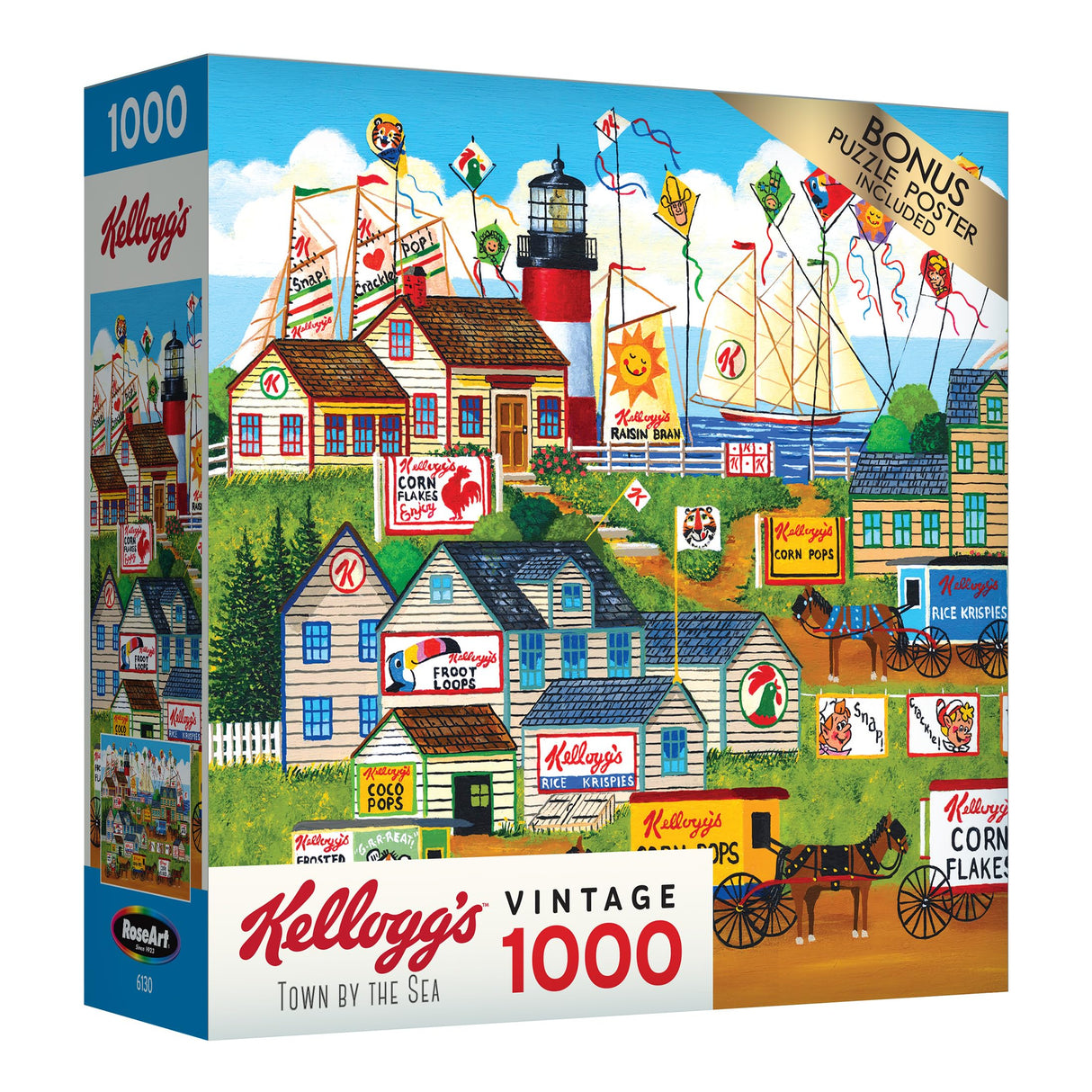 RoseArt - Kellogg's - Town by The Sea - 1000 Piece Jigsaw Puzzles for Adults RoseArt