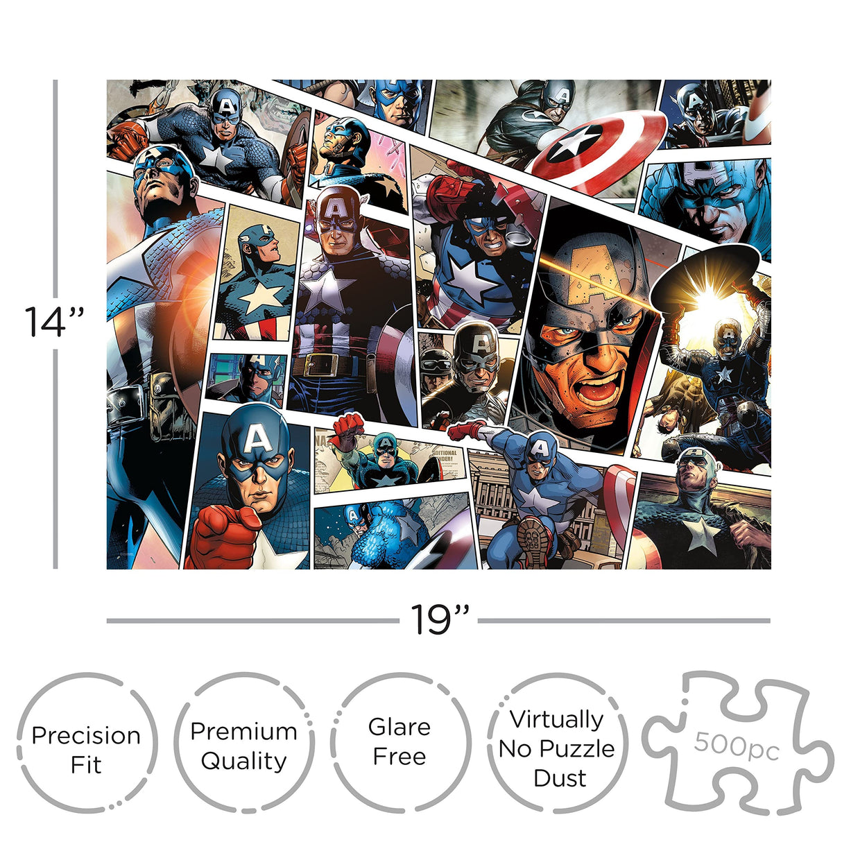 AQUARIUS Marvel Captain America Puzzle (500 Piece Jigsaw Puzzle) - Glare Free - Precision Fit - Officially Licensed Marvel Merchandise & Collectibles - 14x19 Inches AQUARIUS
