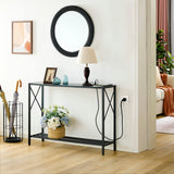 Tajsoon Console Table with Charging Station, 41.8" Entryway Table with Shelves, 2-Tier Narrow Sofa Table, Long Behind Couch Table, for Entryway, Foyer, Living Room, Hallway, Brown & Black Tajsoon