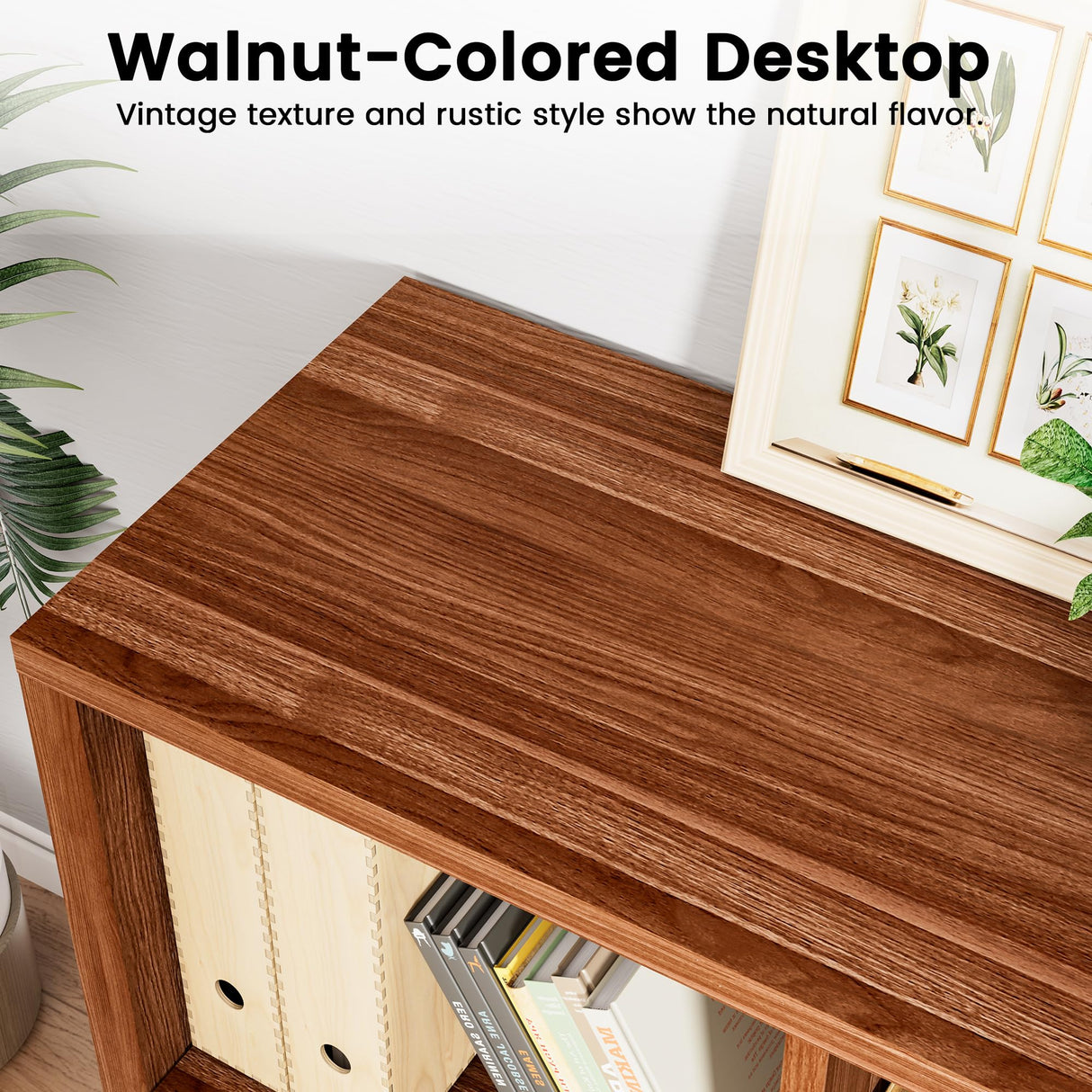 DUDUSHIMAN 8 Cube Storage Organizer Bookshelf with 2 Doors, 2-Tier Mid Century Modern Bookcase, 63" Long Horizontal Cubby Shelf, Wood Bookcase for Small Spaces Living Room DUDUSHIMAN