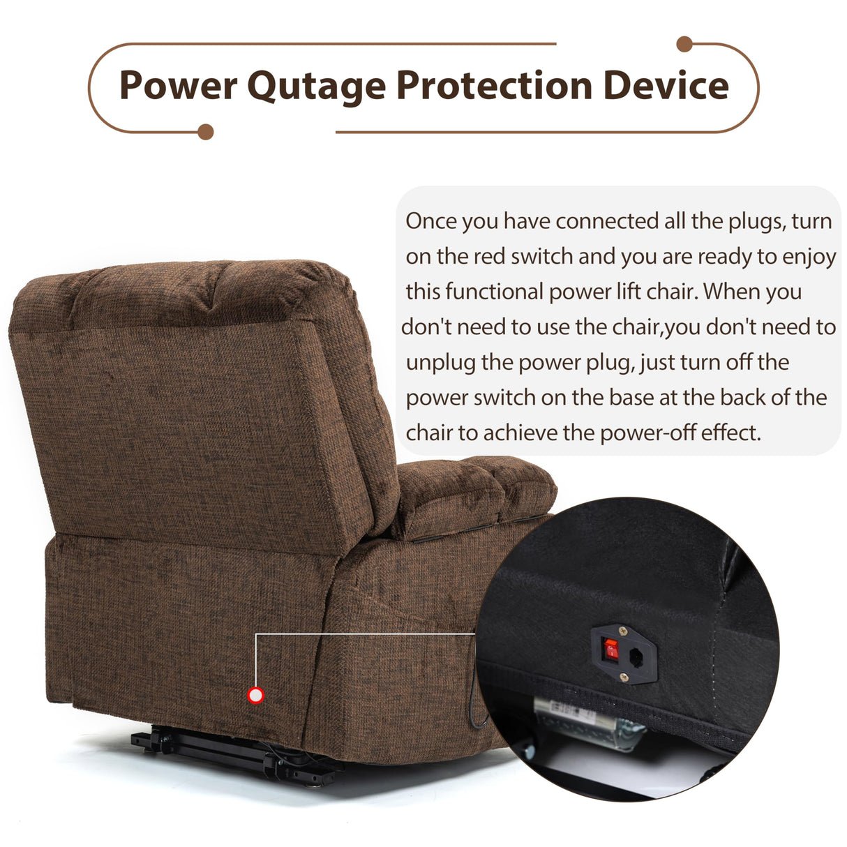 JIKFRIMA Oversized Zero Gravity Power Lift Recliner Chair for Elderly Adults Big Man Electric Lay Flat Recliner Triple Motor with Heat and Massage, Adjustable Seat Height, Arm Storage, Cup Holder JIKFRIMA